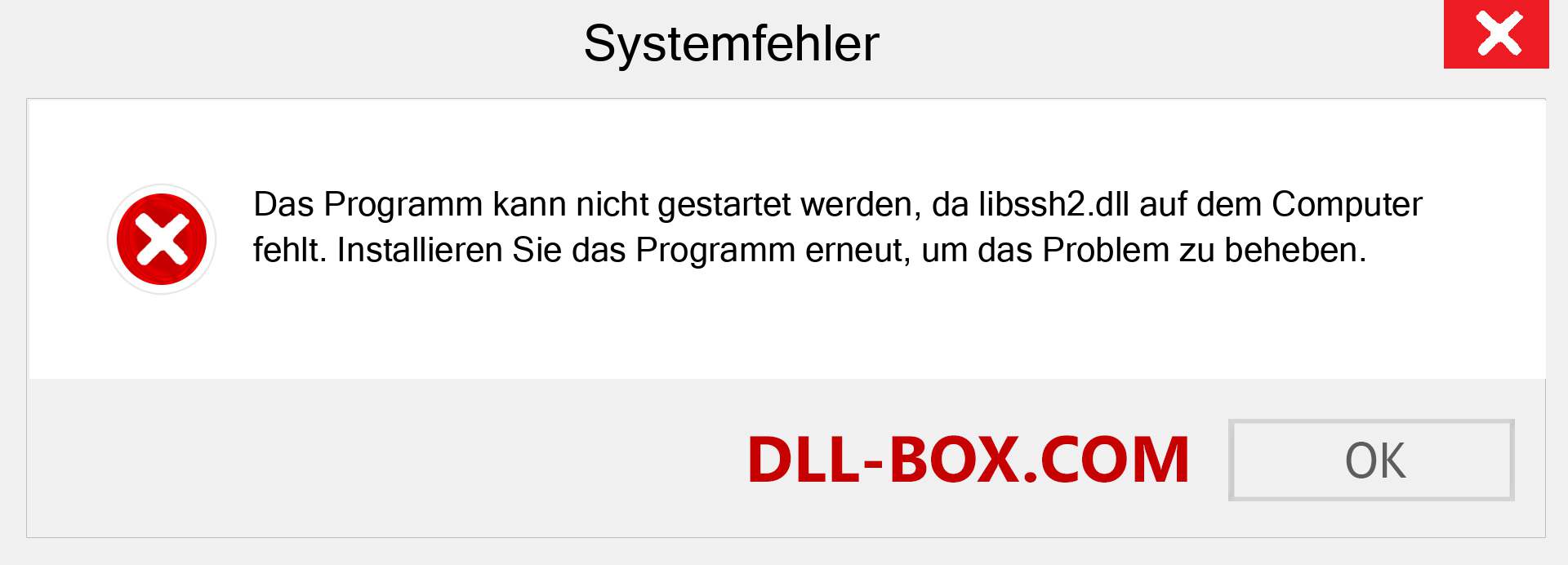 libssh2.dll-Datei fehlt?. Download für Windows 7, 8, 10 - Fix libssh2 dll Missing Error unter Windows, Fotos, Bildern